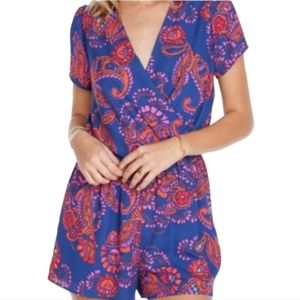 Everly Paisley Chiffon Short Sleeve Romper - Size S